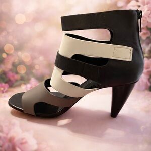 Donald J. Pliner Black and Cream Strappy Heels